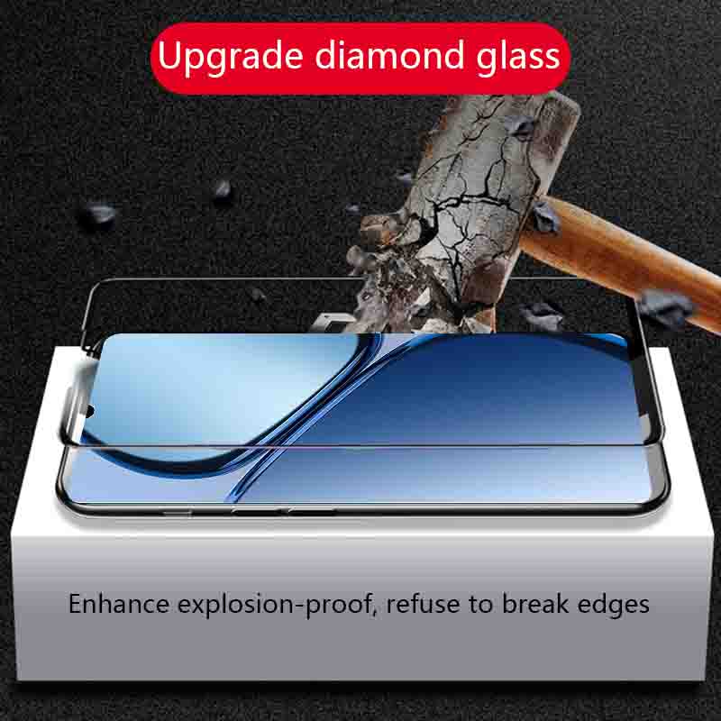 (2PCS)Biruiqu For Realme C63 9H 2.5D Full Cover Tempered Glass Screen Protector Film Black.