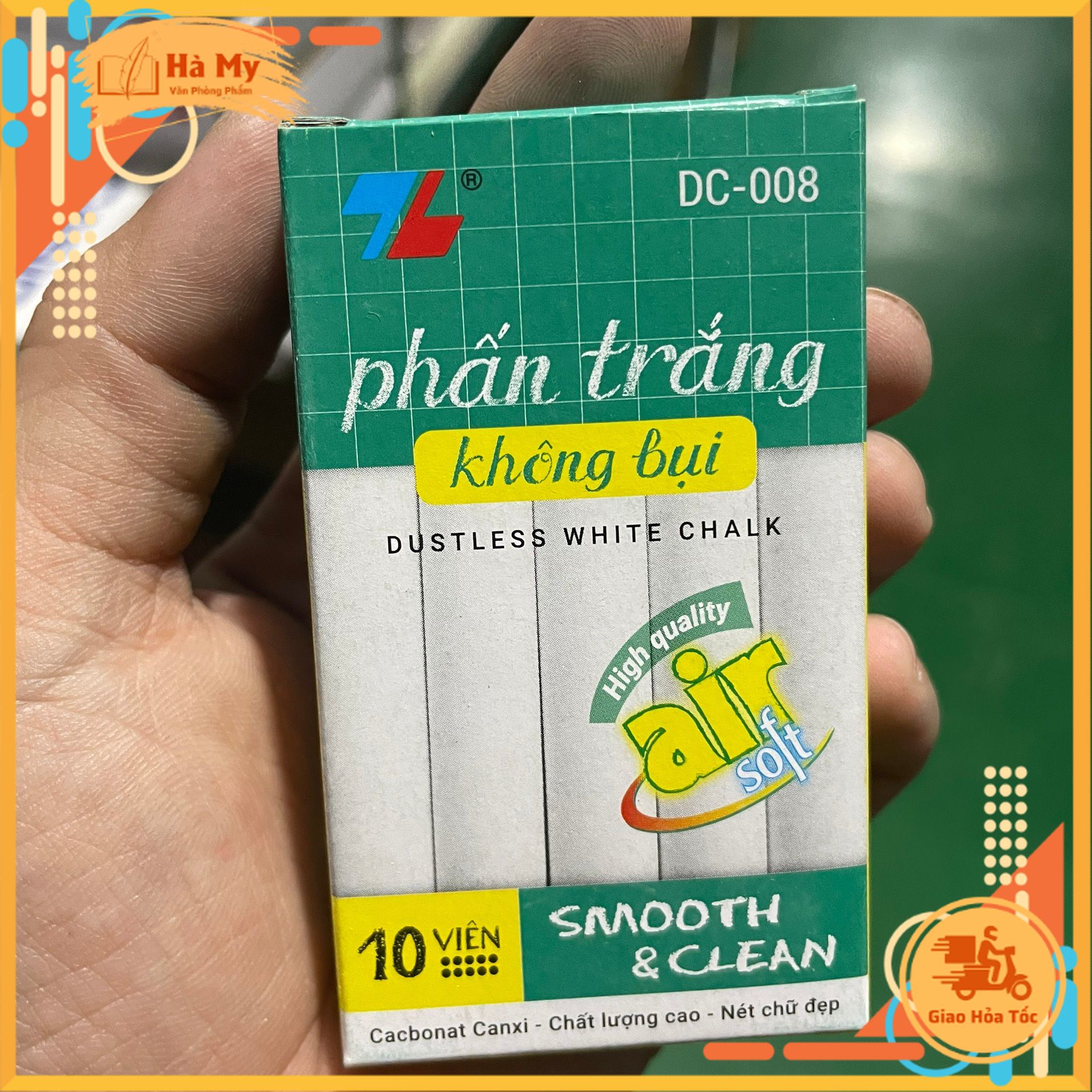Combo 10 Hộp Phấn trắng không bụi Thiên Long DC-008