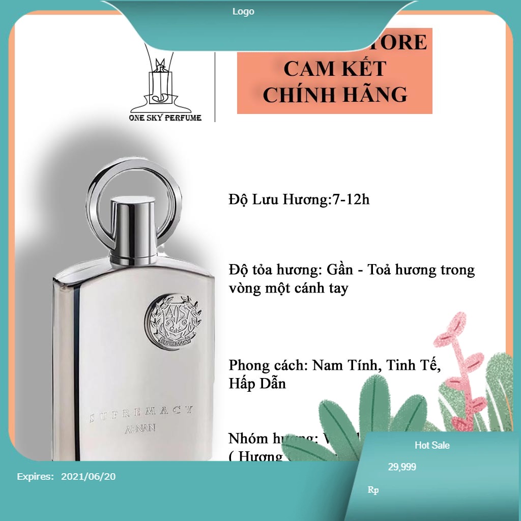 Nước hoa chiết 10ml Afnan Supremacy Silver chính hãng