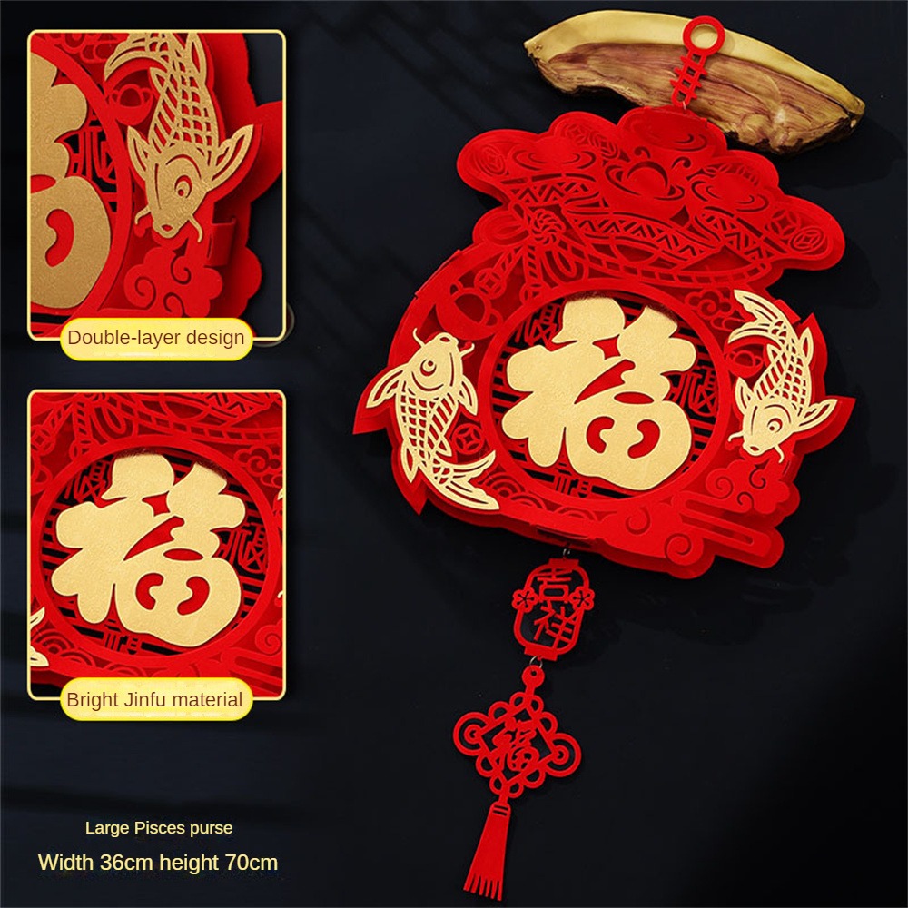 Bahagiha 2024 Dragon Year and New Year Chinese Knot Decoration Fuzi Pendant for Chinese New Year Scene Decoration Supplies for Hanging Large Gold Foil 3D Chinese Knot