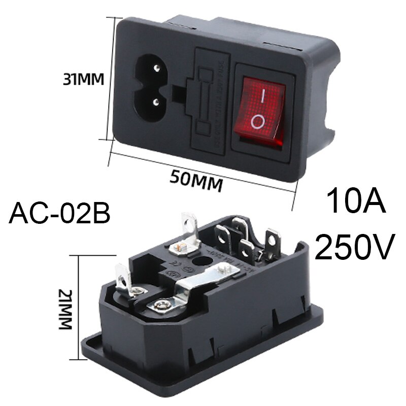 2 3 pin iec320 c14 electrical power socket led 250v rocker switch brass 10a c6 fuse inlet plug connector computer mount outlet new product