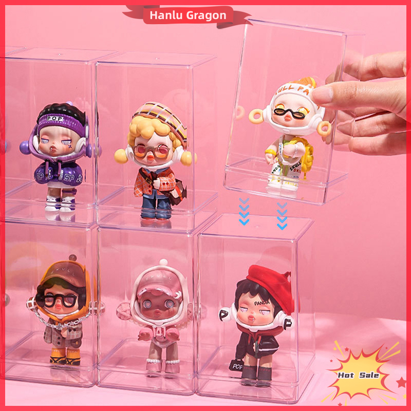 Hanlu 1Pc Figure Doll Display Box Small Model Storage Box Dust-Proof Box Protection Case Transparent Showcase Organizer Display Rack