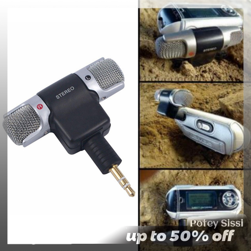 Potey New Universal Mini Stereo Microphone Mic Audio For PC Laptop Notebook Talk 3.5mm