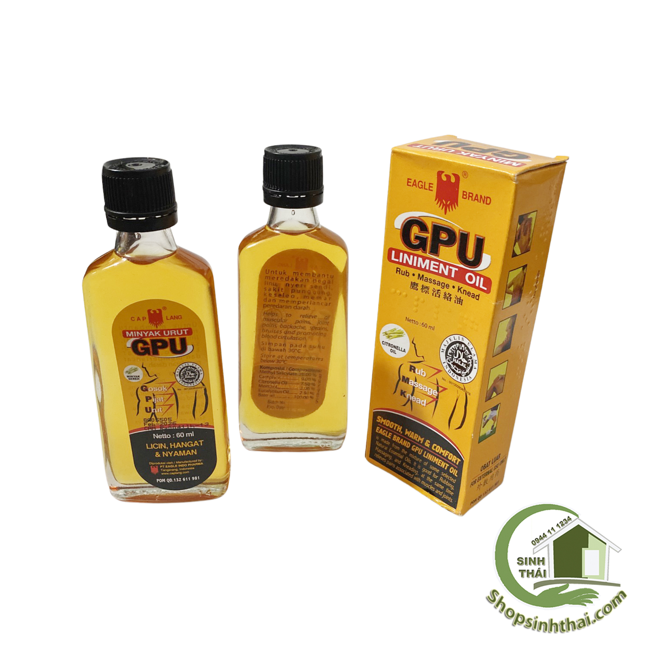 Dầu xoa bóp GPU 60ml - Dầu gừng Indonesia