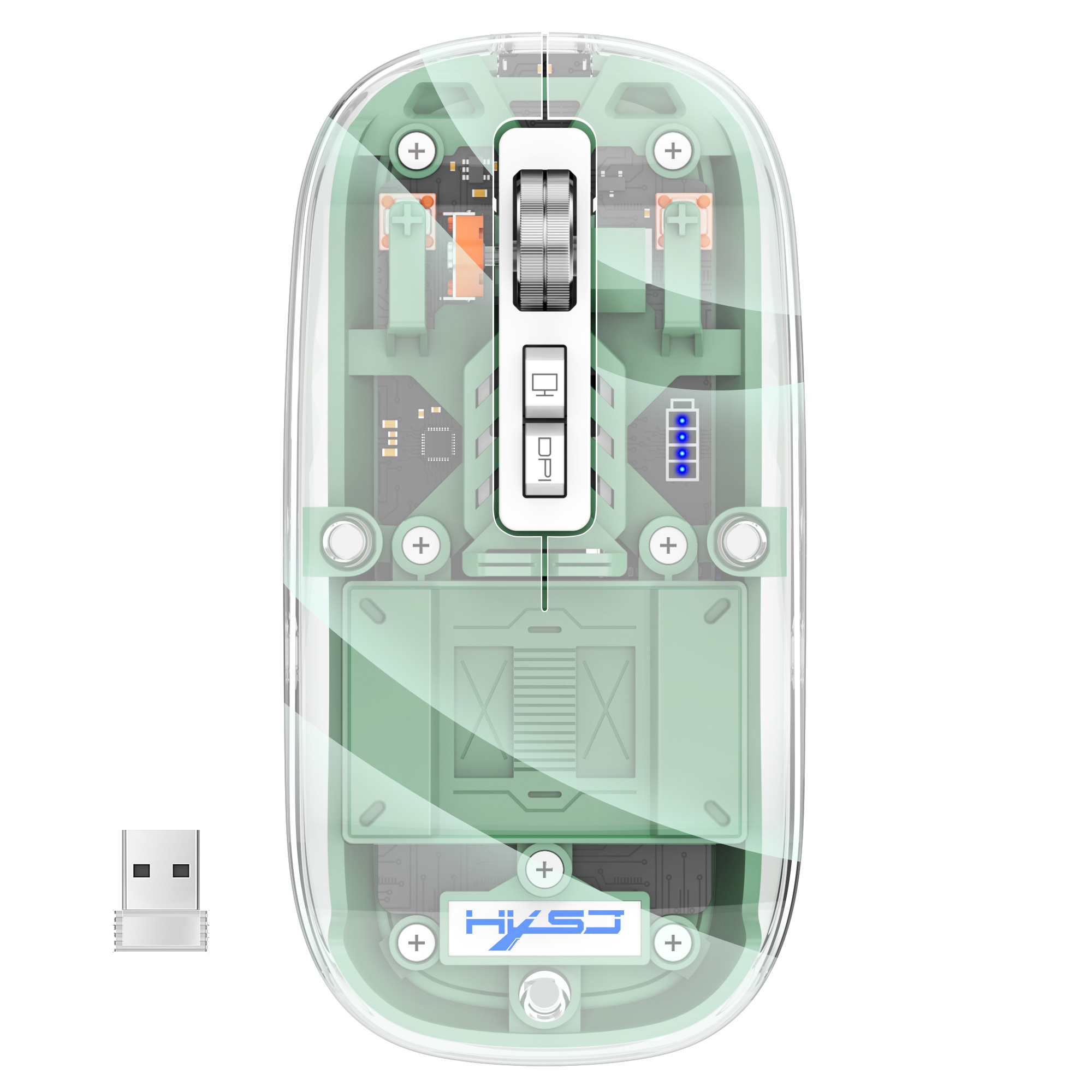 Gaming Mouse 2.4G Bluetooth-compatible Wireless Mouse with RGB Light Rechargeable Transparent Mouse for PC Gamer Notebook Laptop Accessories