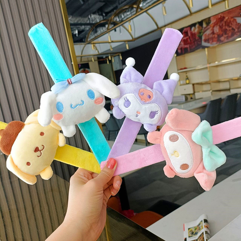 Kid Girl Hello Kitty Sanrio Slap Bracelet Plush Wristbands Bracelets Toy Gifts Birthday Party Cute Cartoon Kuromi Doll. 