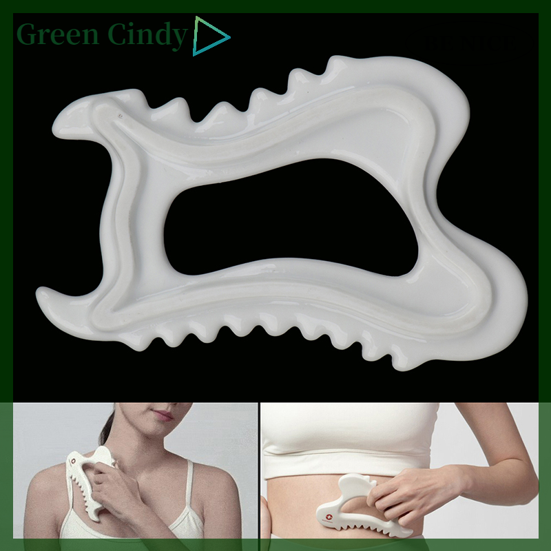 [Green Cindy] Gua Sha Ceramic Rectangle Shape Facial Body Massage Board Tool Portable