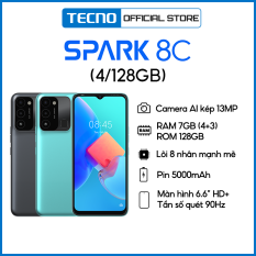 Điện thoại TECNO Spark 8C (4GB/128GB) / (4/64GB)- RAM tùy biến mở rộng tới 7GB |Pin 5000 mAh| 6.6″ HD+ 90Hz – Hàng chính hãng