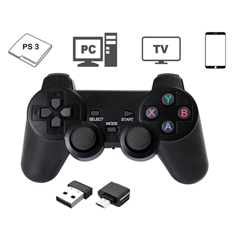 FI61grXf Tay cầm chơi game điều khiển cần điều khiển kép không dây 2.4GHz Tay cầm chơi game cho PS3 PC TV Box