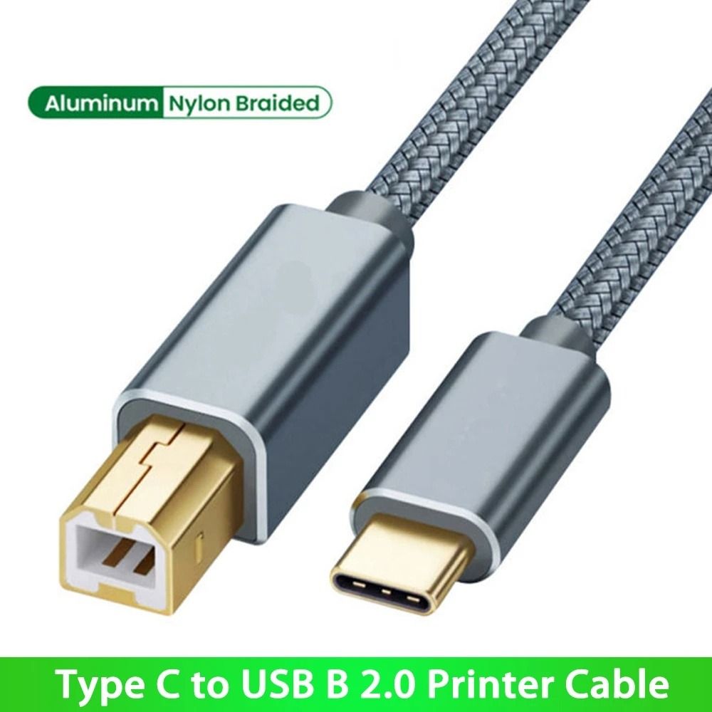 JUNRU3703 Controlle Cable 0.5m/1m/1.5m/2m/3m Data Transfer Data Cables Printer Cable 480Mbps USB B Type C Braided Cable USB C to USB B Cable 480Mbps Printer Cable Type-C Male