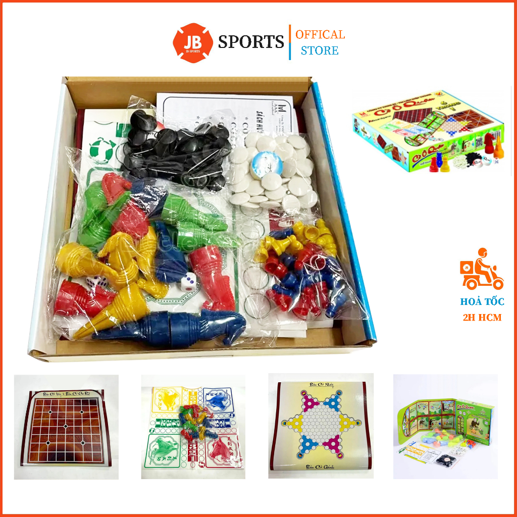 Cờ ô ăn quan 6 in 1 (ô ăn quan, cờ cá ngựa, cờ vây, cờ gánh, cờ nhảy, cờ caro)