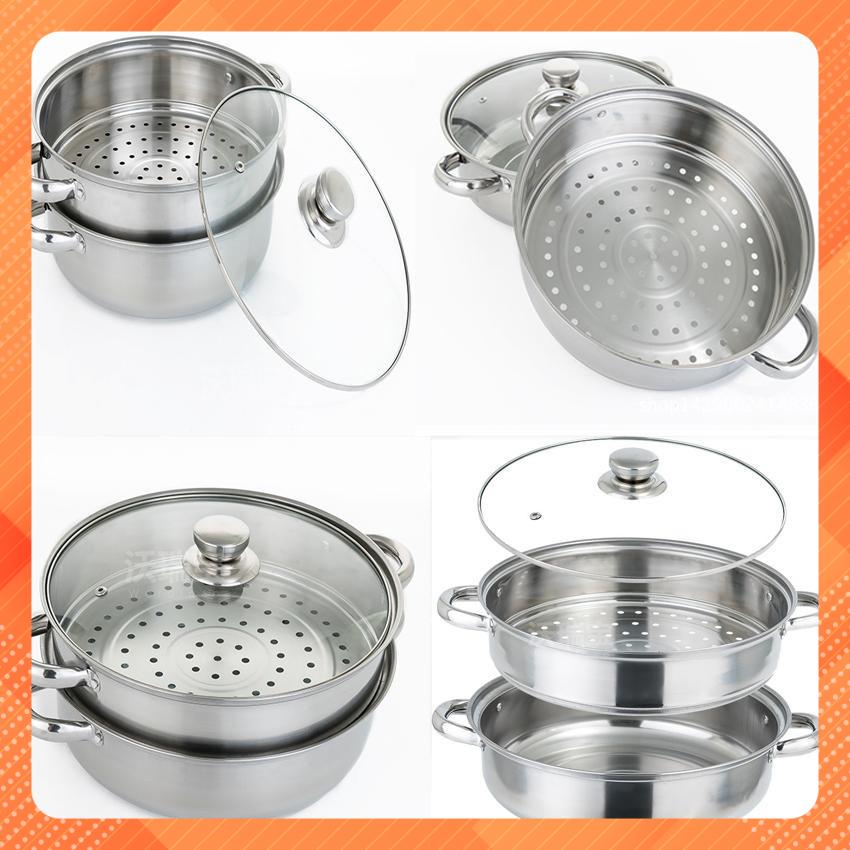 Nồi hấp 2 tầng vung kính 28cm(TIỆN DỤNG GIÁ RẺ)