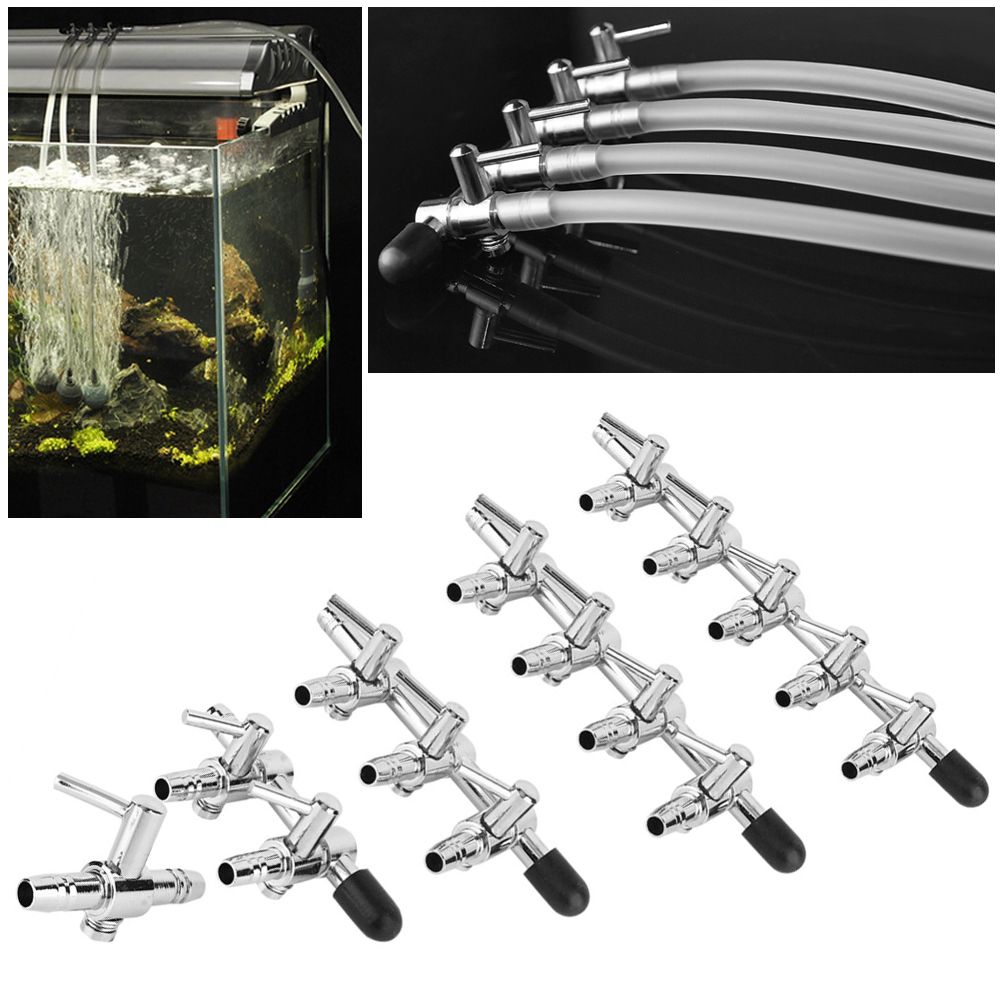 Pond Aquarium Metal 6 Way Outlet Air Line Control Valve Manifold For 4mm Pipe