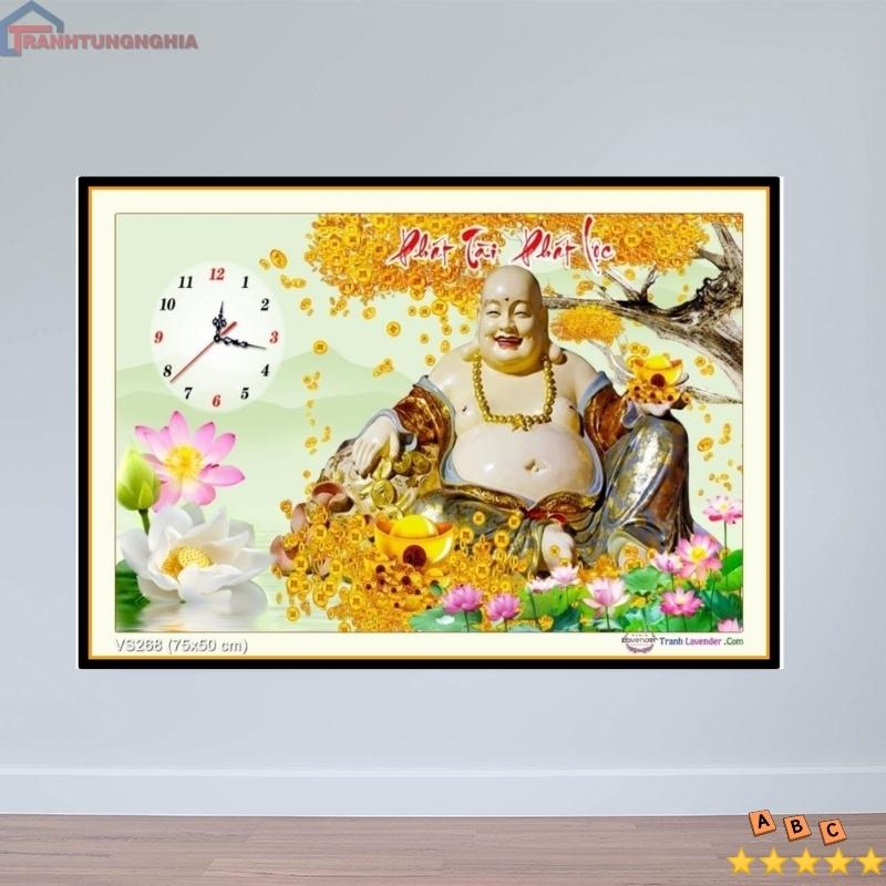Tranh đính đá phật di lạc 75cm x 50cm