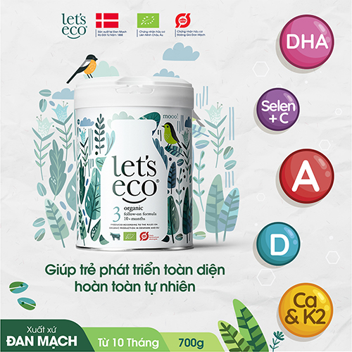 Sữa Bột Organic Let's Eco số 3 Cho Bé từ 10 tháng 700g (100% hữu cơ)
