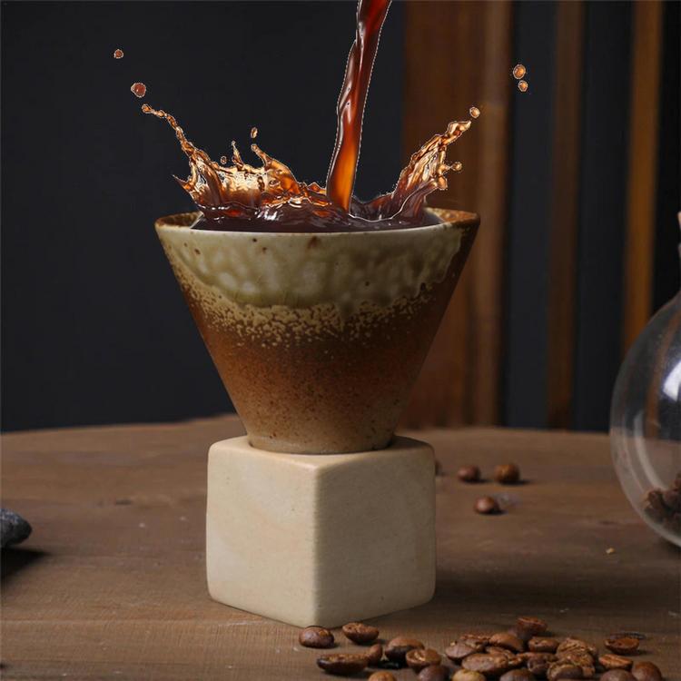 Coarse Ceramic Coffee Cup Ceramic Coffee Mug with Base Ceramic Mug with Base Creative Coffee Cup Funnel Coffee Tea Cup 200Ml/7 Oz Ceramic Cup Cone Shape Porcelain Mug Coarse fitting