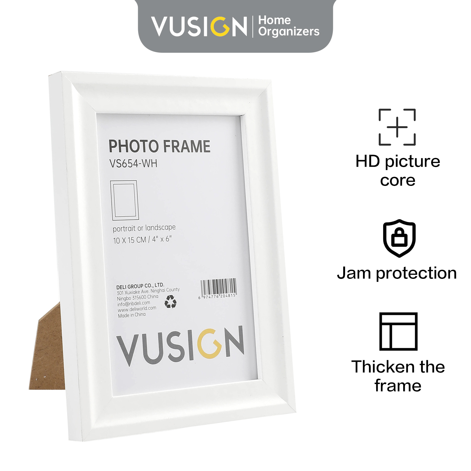 Vusign by Deli Wooden Picture Frame 4R/5R/6R/A4 Desk Photo Frame Decor