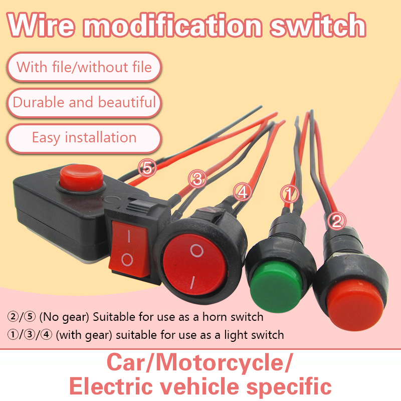 Modified Switch Button Mini Switch Electric Car Wiring Lights Horn ...
