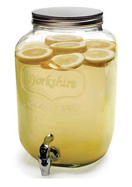 Ilyapa Outdoor Glass Beverage Dispenser with Sturdy Metal Base & Stainless  Steel Spigot -2 Gallon Drink Dispenser for Lemonade, Tea, Cold Water & More