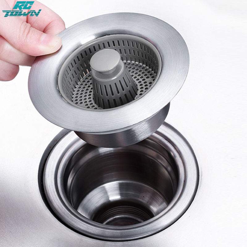 Kitchen Sink Drain Strainer With Portable Handle Stainless Steel Sink Drain Strainer Rust-proof Scratch-resistant Sink Stopper