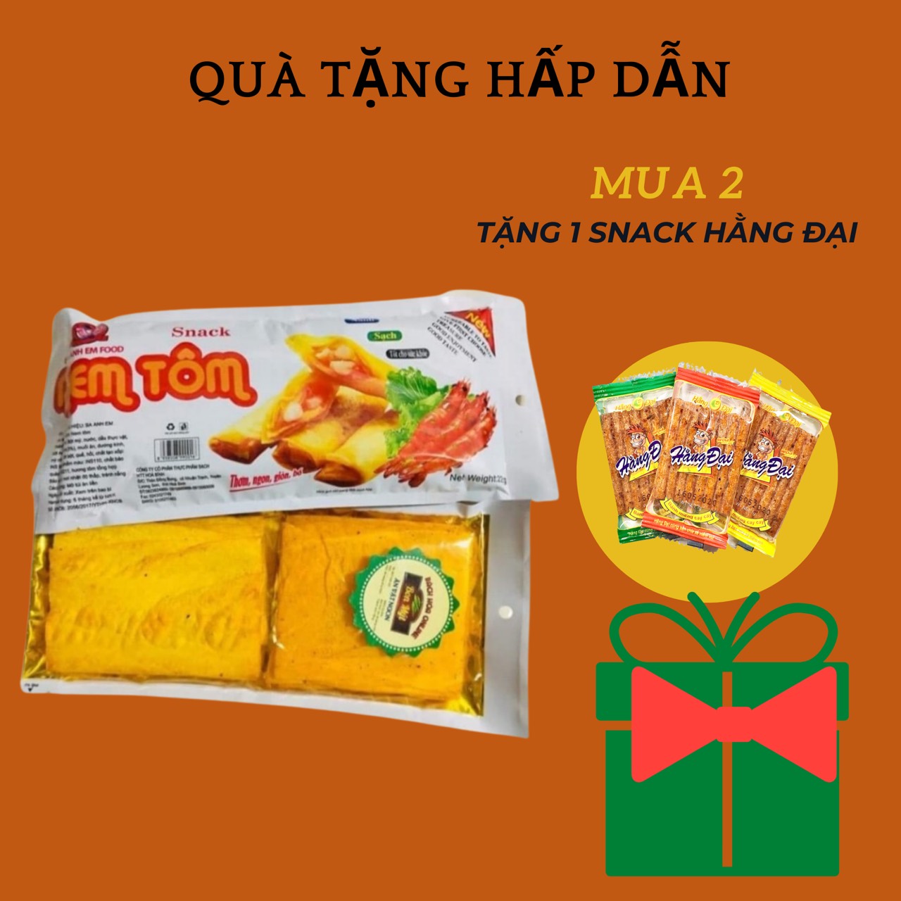 [ mẫu thử ] 5 Gói Snack Nem Tôm Đồ Ăn Vặt Siêu Ngon,