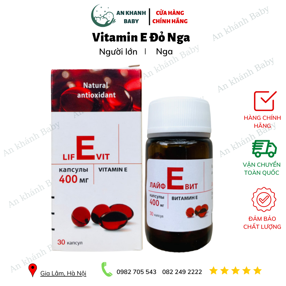 Vitamin E đỏ Nga Viên uống đẹp da vitamin đỏ Nga, hàm lượng 400mg date 7/2025