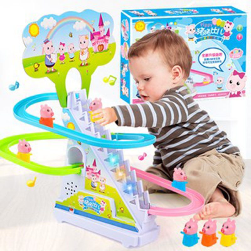 Đồ chơi cho bé, đồ chơi heo peppa leo cầu thang vui nhộn có nhạc và đèn,đồ chơi cho bé trai, bé gái