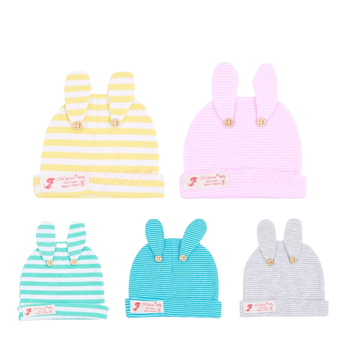 Nón Sơ Sinh Tai Thỏ Mintuu Cho Bé 100% Cotton Co Dãn