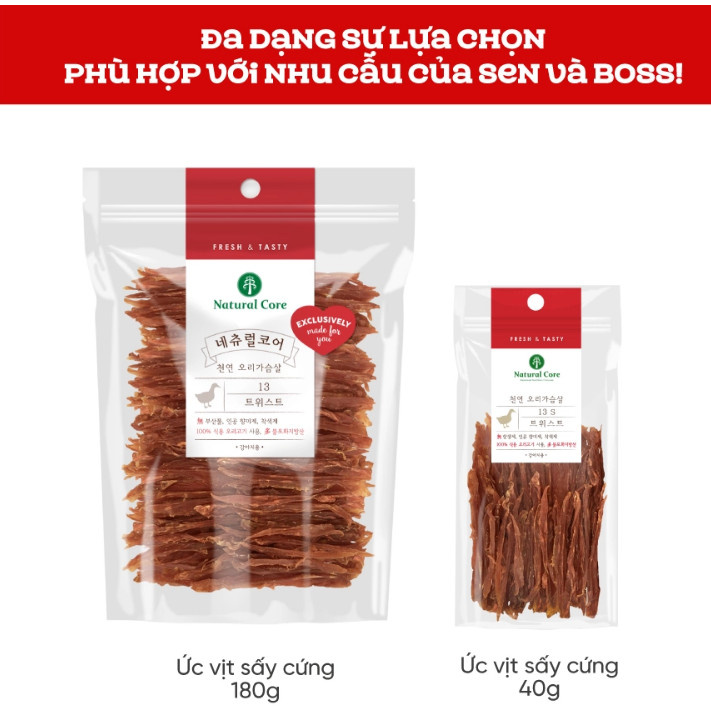 Thịt ức Gà, Vịt Sấy Cho Chó 40g Natural Core