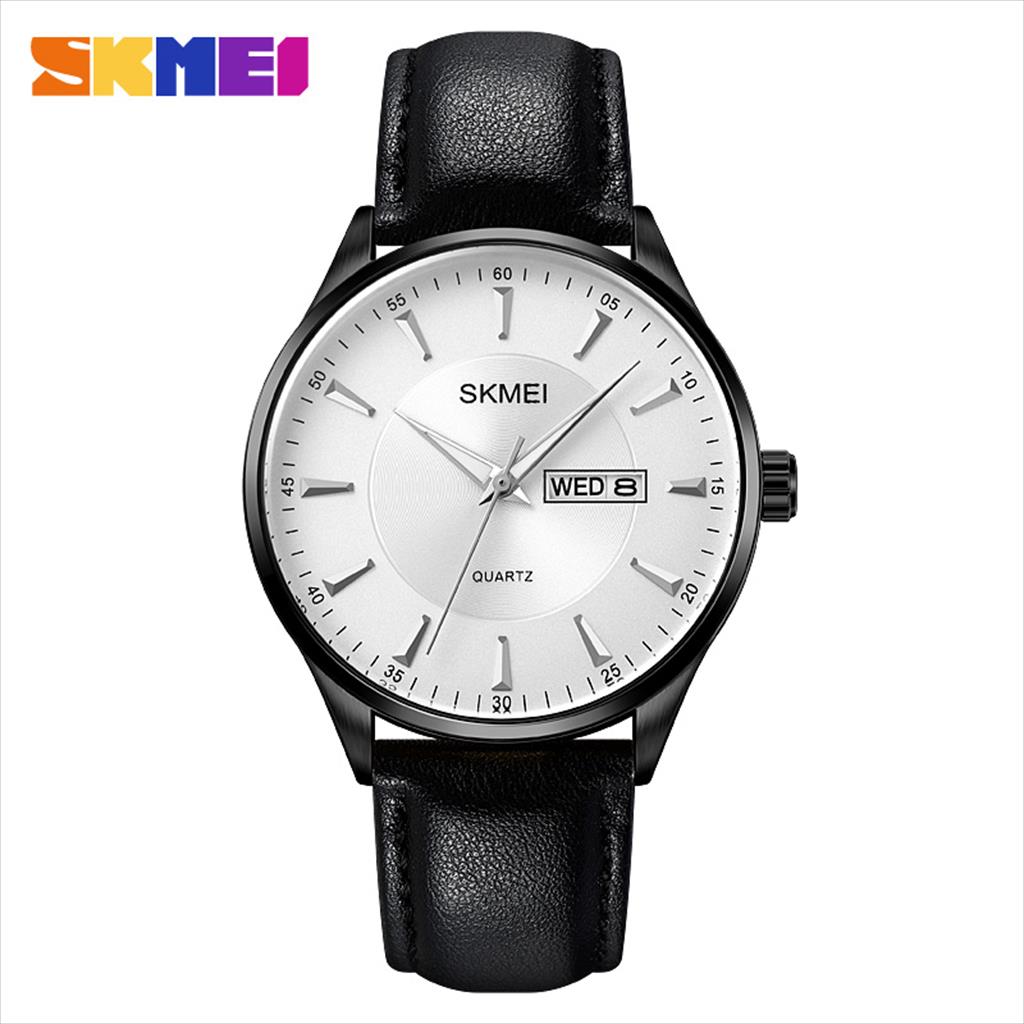 Jam Tangan Pria Analog Date SKMEI 2075 Leather Strap Tahan Air