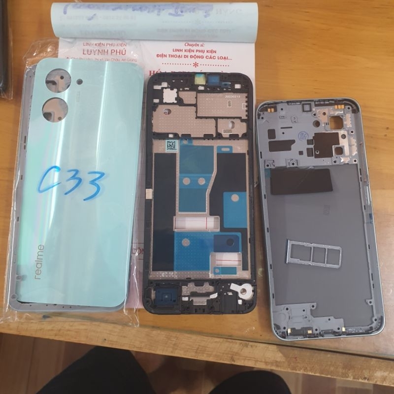 Vỏ realme C33 có khay sim khung sườn(ko kính cam)