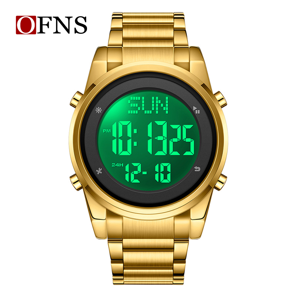 OFNS Metal Electronic Watch LED Display Watch Trend Waterproof Multi functional Men's Watch NS6160-5.