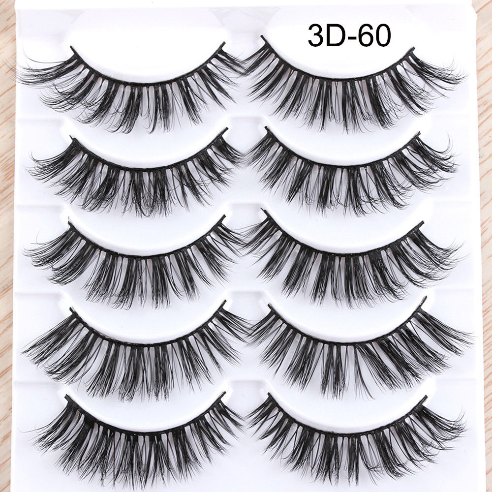 DORISNA 5 Pairs of False Eyelashes Eyelash Extension Thick Curling Soft European and American Style Full Eyelashes