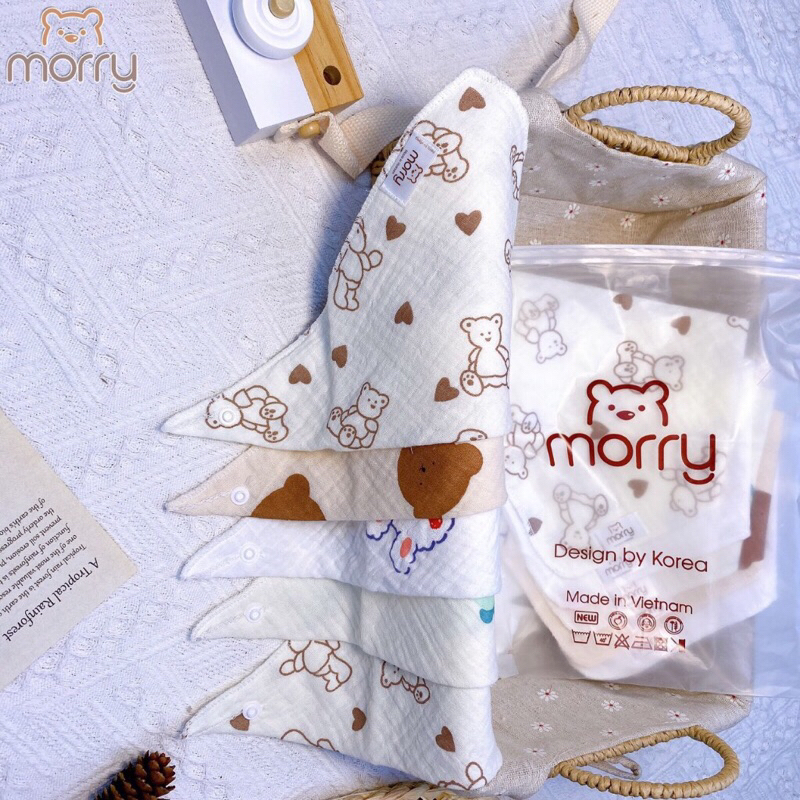 Yếm xô Muslin Morry 4 lớp cao cấp cho bé