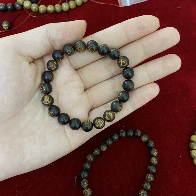 Vòng tay trầm hương sánh chìm và trầm tốc hạt tròn đơn- 6mm & 8mm - vòng tay nam nữ - vòng gỗ tự nhiên