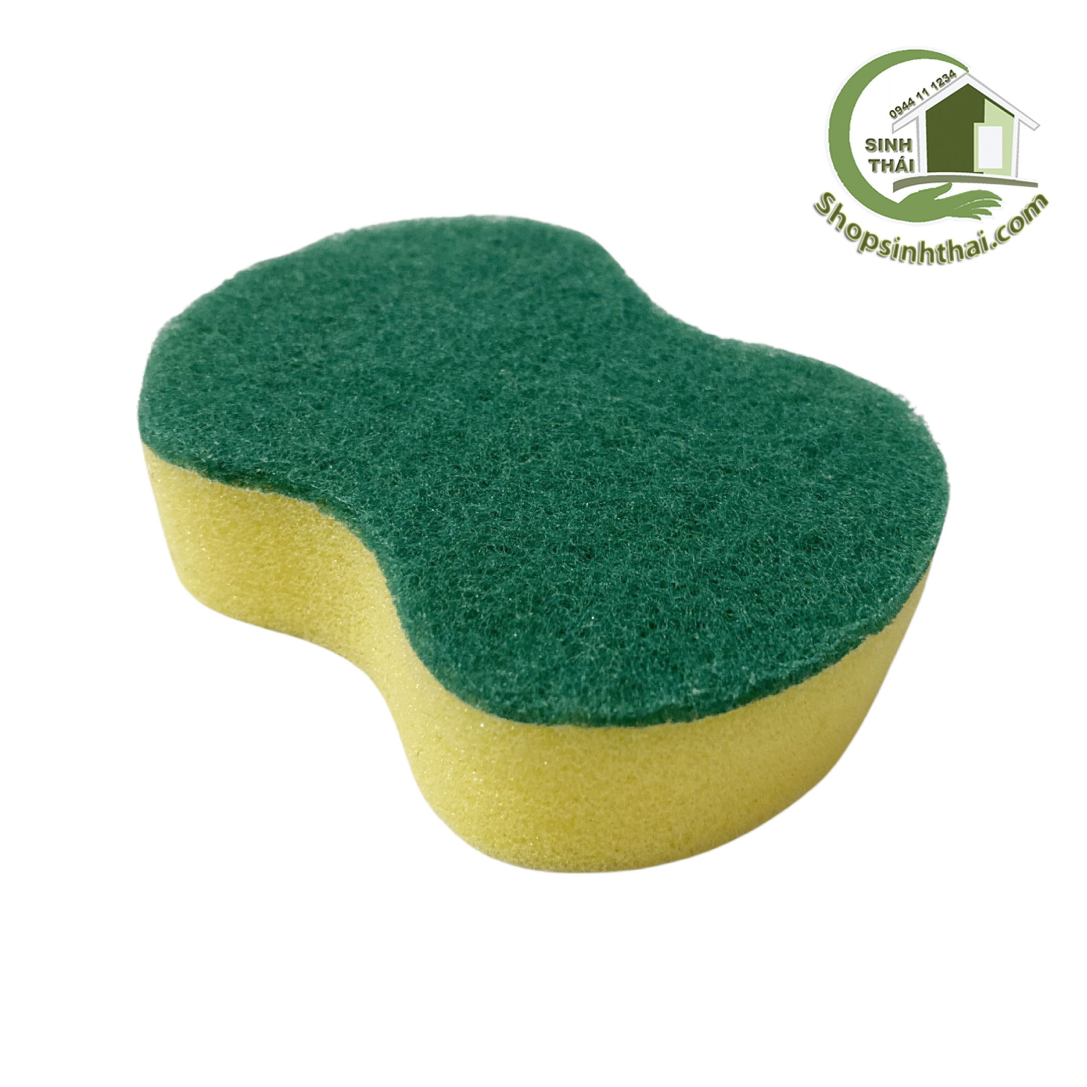 Miếng rửa chén bát cước xanh hình số 8 có mút bọt biển [ 1 miếng ]