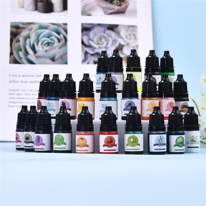 24 Colour Diy Epoxy Resin Pigment Kit Diffusion Candle Dyes Art Ink Liquid Colorant Dye Diy Jewelry Making 5ml/bottle.
