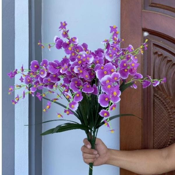 (Hoa lụa) Combo 10 cành lan vũ nữ trang trí