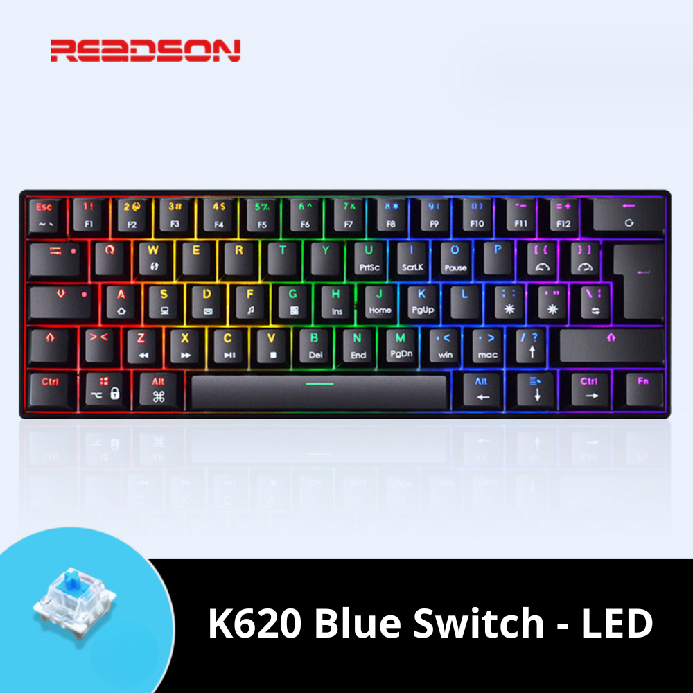 Bàn phím cơ k620 layout 61 phím - có led nhiều switch
