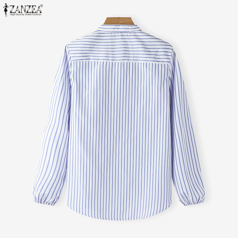 ZANZEA%20Women%20Streetwear%20Fashion%20Long%20Sleeve%20Stripe%20Contrast%20Color%20Shirt%20Crew%20Neck%20OL%20Work%20Top%20#0209%20-%20Image%206
