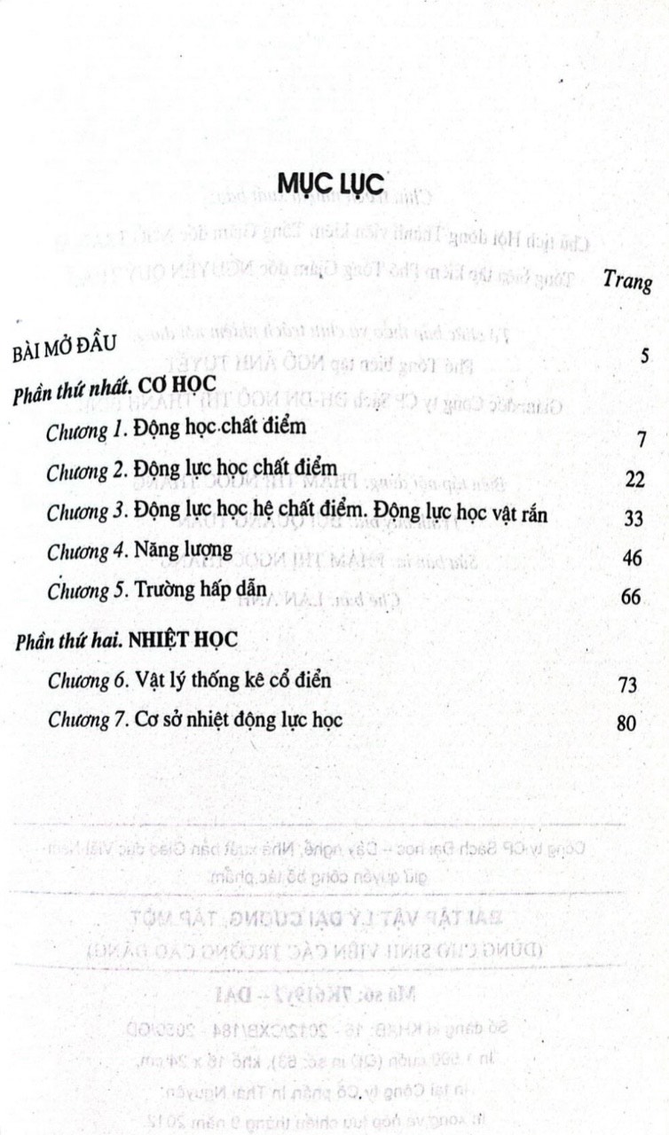 Sách - Bài Tập Vật Lý Đại Cương Tập 1 (Dùng Cho Sinh Viên Các Trường Cao Đẳng)