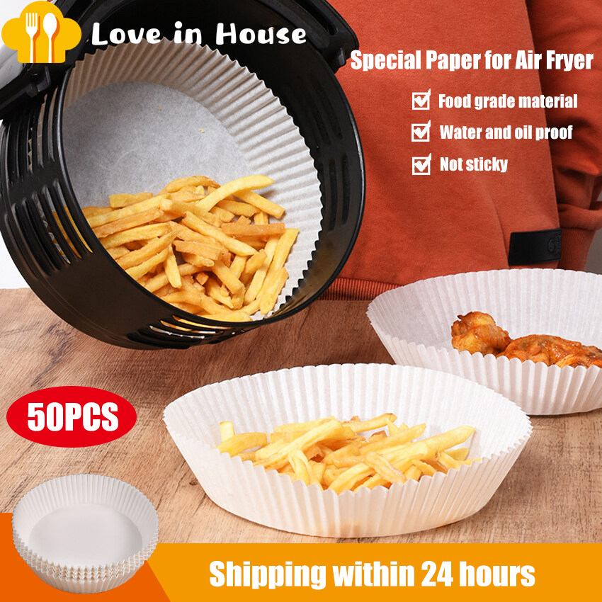 【Ready Stock】50pcs 16cm Special Paper for Air Fryer Baking Oil-proof and Oil-absorbing Paper for Household Barbecue Plate Food Oven Kitchen Pan Pad