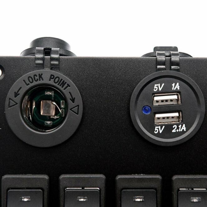 6 Gang LED Switch Panel Car DC 12V 24V Switch with Waterproof Dual USB LED Voltmeter Waterproof Switch Board Blue LED On Off Switch Board 6 Gang 12V Car Boat Circuit, Dual USB