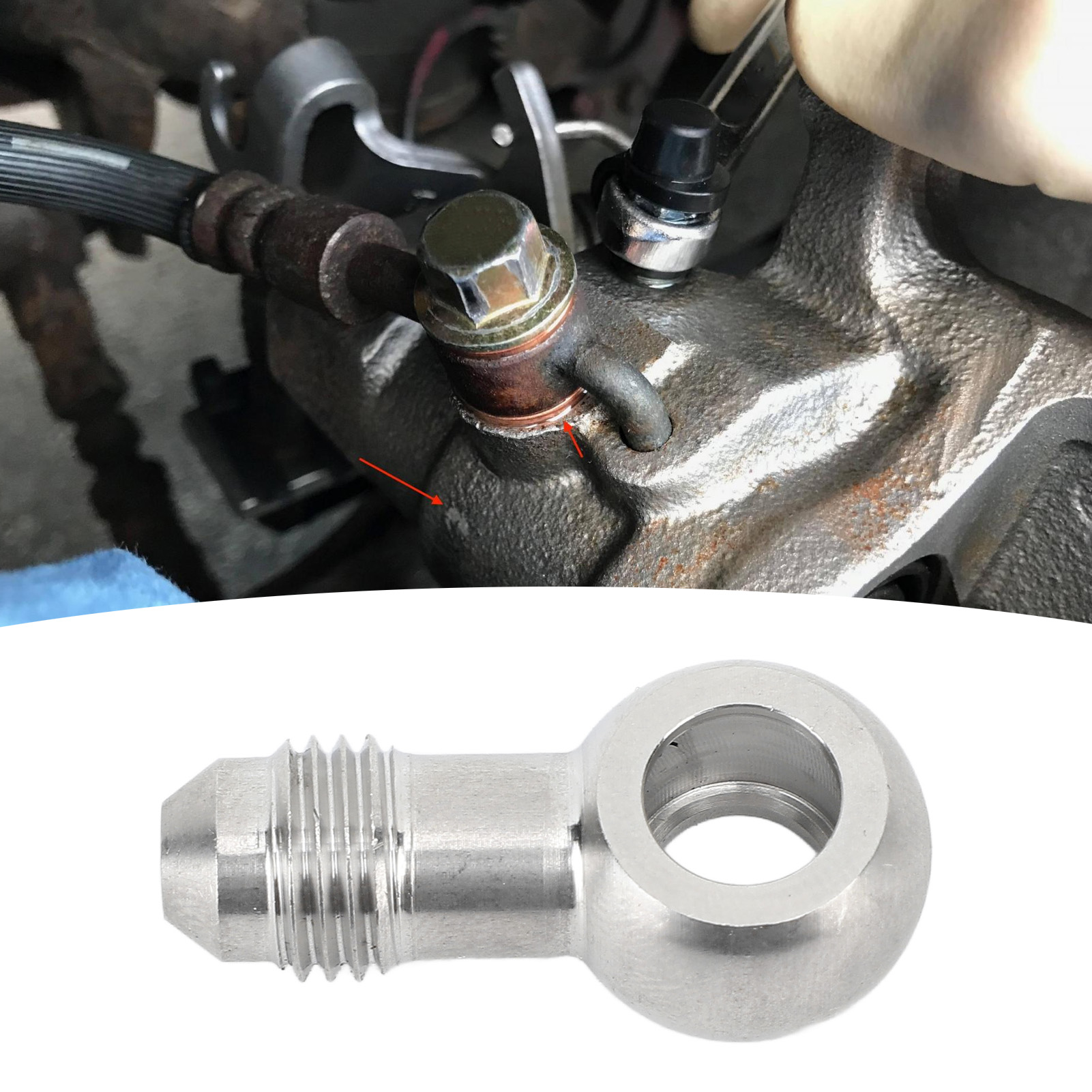 Banjo Fitting Fuel Line Adapter Stainless Steel 8mm To AN‑4 Fuel Line