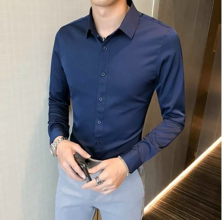 Áo sơ mi nam tay dài trơn cao cấp, chất liệu cotton lụa xịn không nhăn, không xù, phong cách trẻ trung và lịch lãm thời trang Kingshopps SS92