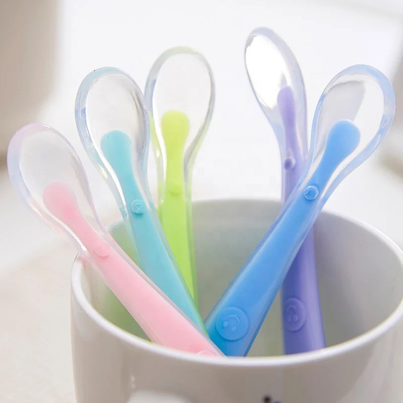 Thìa silicon đầu siêu mềm cho bé tập ăn dặm