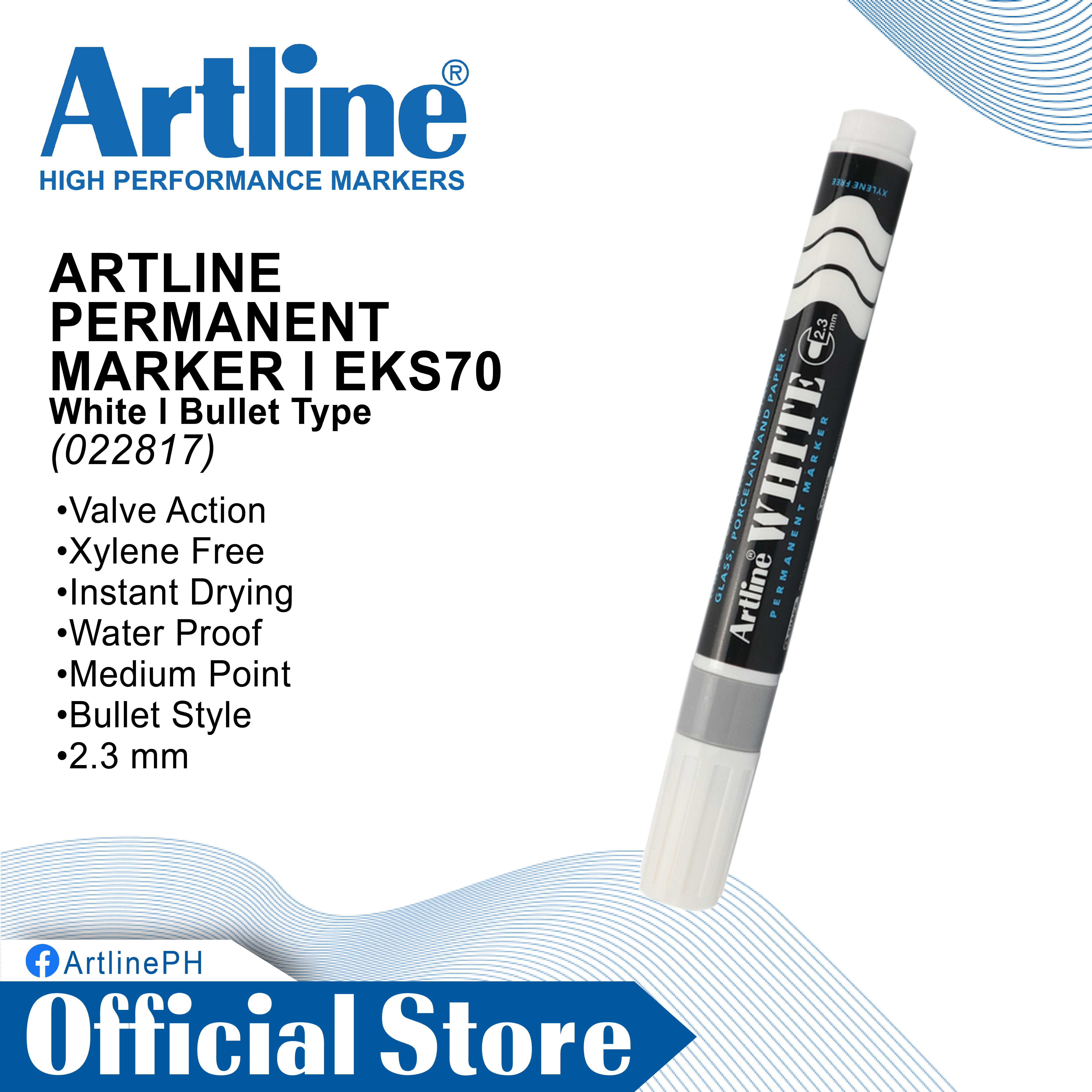 ARTLINE Permanent Marker 2.3 mm White Bullet Type EKS70 Lazada PH