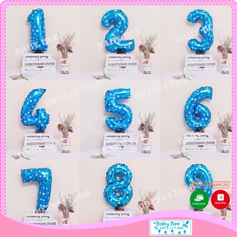 Bóng số nhỏ màu xanh bi size 16inch
