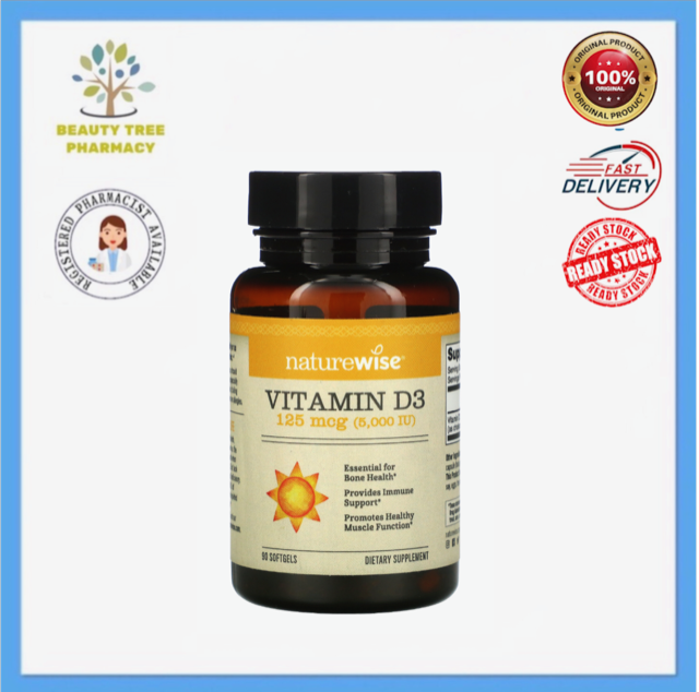 Naturewise Vitamin D3 125mcg (5,000IU) 90 Softgels Lazada