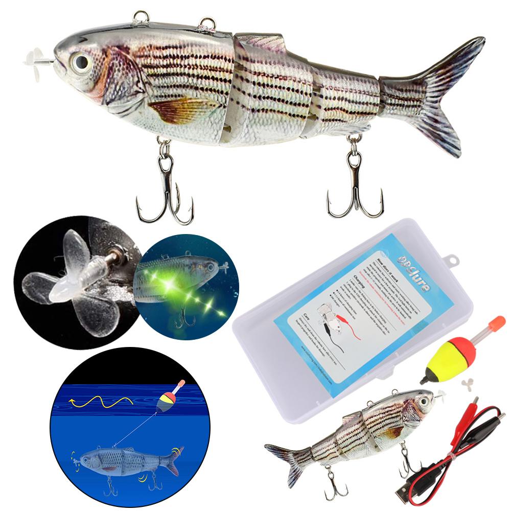 5.12inch Electric Fishing Lure USB Charging Bait 4Section Swimbait